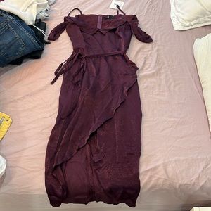 Faux wrap midi dress